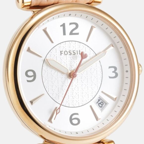 New With Tags Fossil Carlie Three Hand Date Eco Leather Watch main image 7
